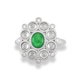 Natural Green Ice Jade Ring Size 7.25