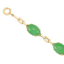 One Of A Kind  Yellow Gold Green Jadeite Jade Bracelet