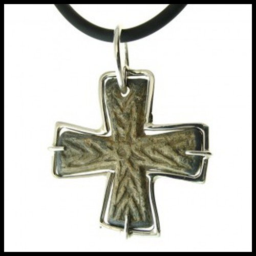 BYZANTINE CROSS, 8TH CENTURY: Chain: Choose Necklace. Measures: 1.5" X 1.5". Metal: Byzantine Era Cross. A Wonderful Natural Light Brown Patina Highlights This Square Byazntine Cross Found With Other Artifacts That Date To The 8th