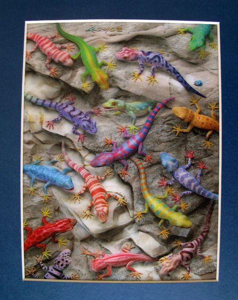 GECKO AMAZING COLOR LENTICULAR 3-D HOLOGRAM ART P: 3-D Lenticular Hologram Art Picture Of Geckos By Royce. This Picture Can Not Capture The Spectacular 3-D Effect Of These. It Pops Right Out At You And There Is So Much Depth. This Piece Was Produced O