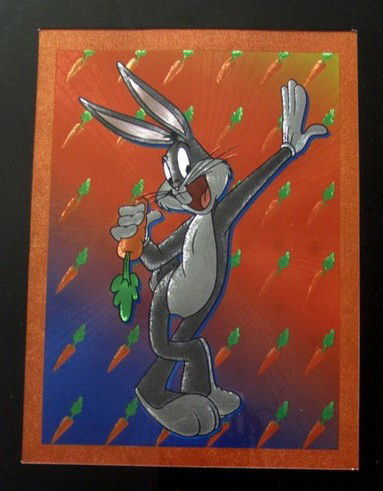 LOONEY TUNES BUGS BUNNY EATING CARROTS FRAMED FOI: This Is A Warner Bros Looney Tunes Framed Foil Art. This Fantastic Animation Features Bugs Bunny Eating A Carrot As He Appeared In The 1970's Cartoons. This Beautifully Framed And Matted Art Piece M