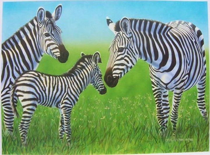 CHARLES LYNN BRAGG ZEBRA FAMILY HAND SIGNED LIMIT: Charles Lynn Bragg (A.K.A. Chick Bragg) Limited Edition Hand Signed Giclee Titled "ZEBRA FAMILY". Giclee On Canvas. Hand Signed And Numbered By Bragg. This Is A Rare Artist Proof Edition. Image Size: