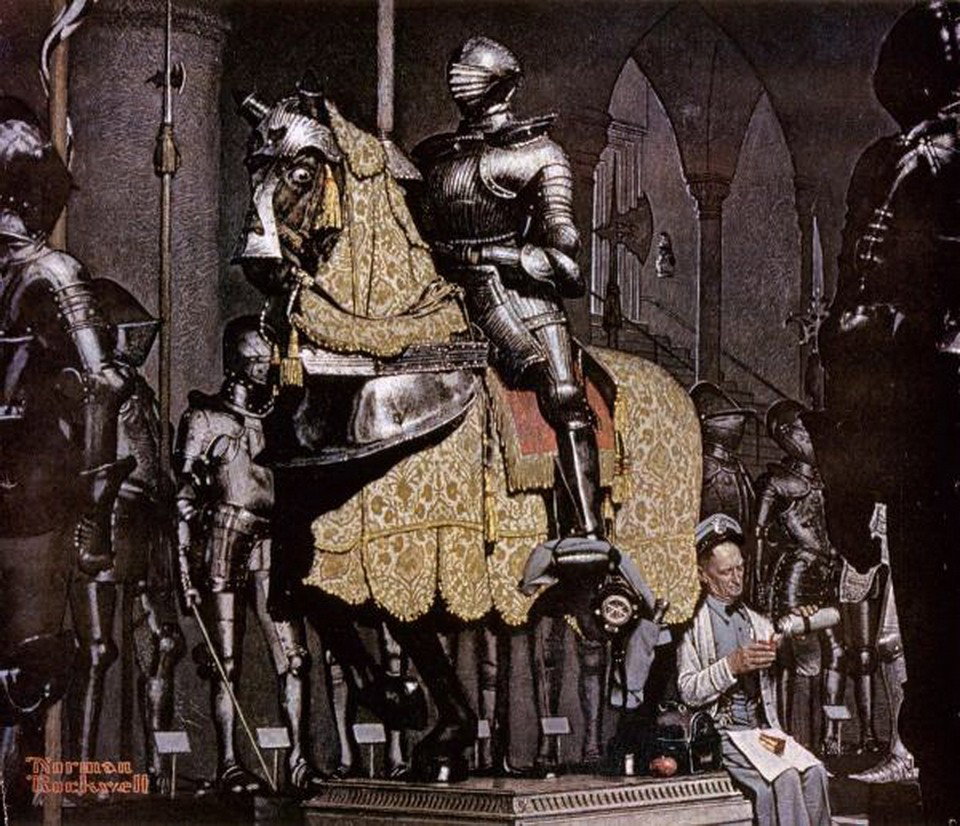 NORMAN ROCKWELL - "ARMOR" Giclee: This Is A NORMAN ROCKWELL Giclee Titled "ARMOR" - Measuring - 22 x 19 in.This Giclée is high-resolution and of the highest quality, has a color permanence rating in excess of 100 years. Printed on Th