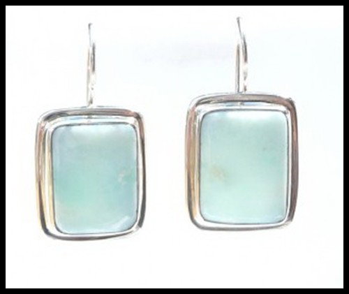 Rectangular Larimar Drop Earrings