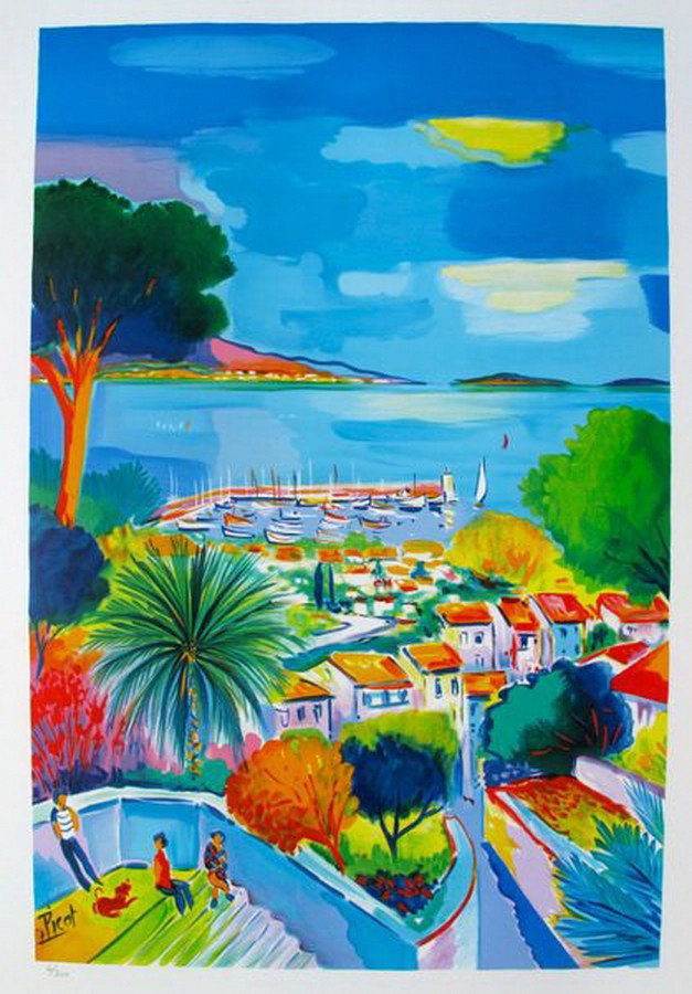 JEAN-CLAUDE PICOT THEOULE PLATE SIGNED LITHOGRAPH: Jean—Claude Picot Lithograph Print Titled "Theoule." This Is Plate Signed And Pencil Numbered From An Edition Of 300. Measures Aproximately 23½" X 16". Made On Thick Quality Paper. In Excellent Con