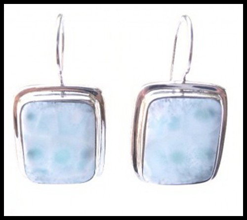Rectangular Larimar Drop Earrings