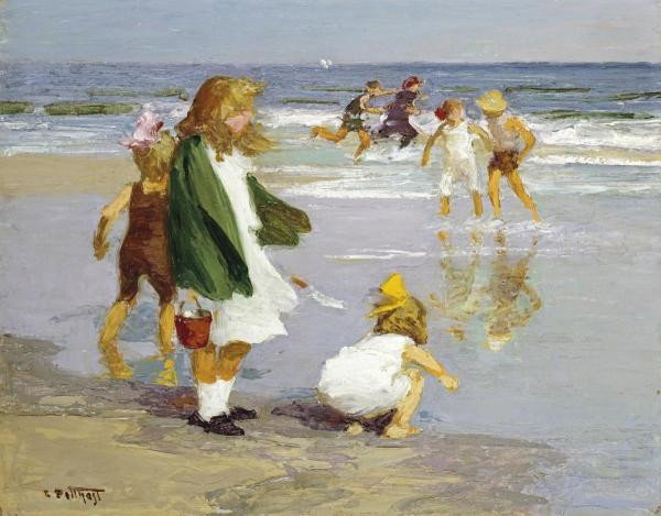EDWARD HENRY POTTHAST "PLAY IN THE SURF": This Is A EDWARD HENRY POTTHAST Giclee Titled "PLAY IN THE SURF" - Measuring - 30 x 23 1/4 in.This Giclée is high-resolution and of the highest quality, has a color permanence rating in excess of 100