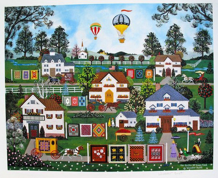 JANE WOOSTER SCOTT QUILTS OF CAPE COD HAND SIGNED: Jane Wooster Scott Limited Edition Hand Signed Lithograph Titled "Quilts Of Cape Cod". This Piece Is Pencil Hand Signed By Jane Wooster Scott. Fully Guaranteed Authentic. This Piece Is Numbered From