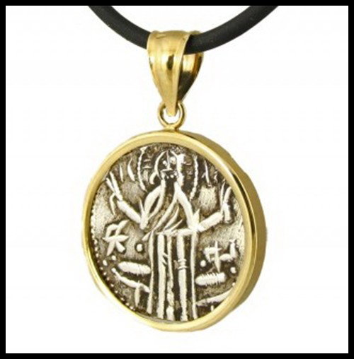 JESUS CHRIST ON 13TH CENTURY BULGARIAN COIN: Diameter: 1". Metal: 14kt Gold Frame. Coin: Silver Grosh. Minted During The Reign Of Ivan Alexander Of Bulgaria During The 13th Century, This Coin Has A Full Length Image Of Christ With Both Hands Rai