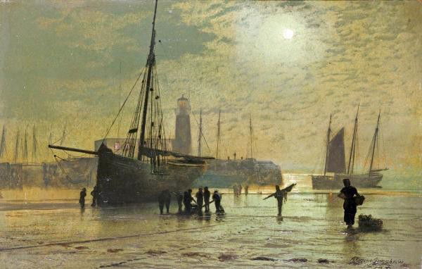 JOHN GRIMSHAW ATKINSON"THE LIGHTHOUSE AT SCARBORO: This Is A JOHN GRIMSHAW ATKINSON Giclee on CANVAS Titled "THE LIGHTHOUSE AT SCARBOROUGH"Measuring - 30 x 19 1/8 in.This Giclée is high-resolution and of the highest quality, has a color permanence ra