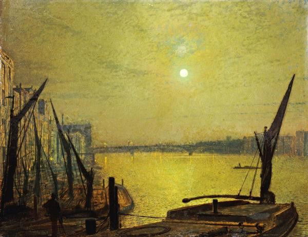 JOHN ATKINSON GRIMSHAW"SOUTHWARK BRIDGE FROM BLAC: This Is A JOHN ATKINSON GRIMSHAW Giclee on CANVAS Titled "SOUTHWARK BRIDGE FROM BLACKFRIARS BY NIGHT"Measuring - 30 x 23 1/8 in.This Giclée is high-resolution and of the highest quality, has a color