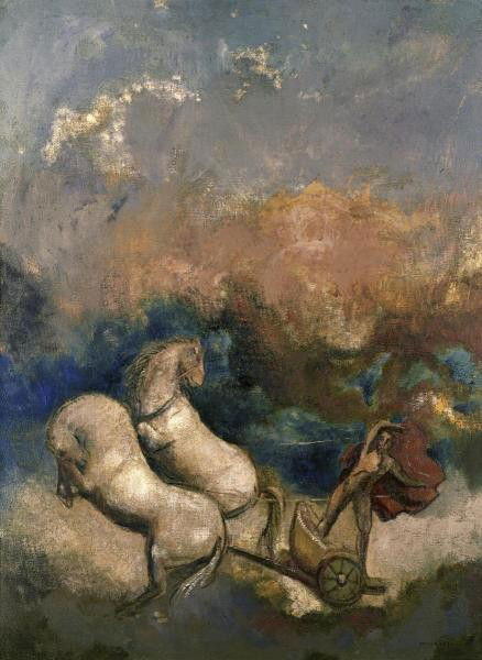 ODILON REDON "CHARIOTEER": This Is A ODILON REDON Giclee on Canvas Titled "CHARIOTEER" Measuring - 32 1/8 x 44 in. This Giclée is high-resolution and of the highest quality, has a color permanence rating in excess of 100 years