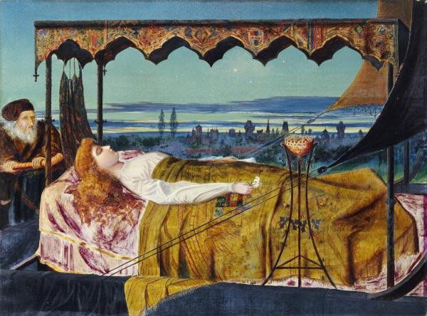 JOHN ATKINSON GRIMSHAW "ELAINE": This Is A JOHN ATKINSON GRIMSHAW Giclee on Canvas Titled "ELAINE" Measuring - 44 x 32 5/8 in. Printed on CANVAS This Giclée is high-resolution and of the highest quality, has a color permanence ratin