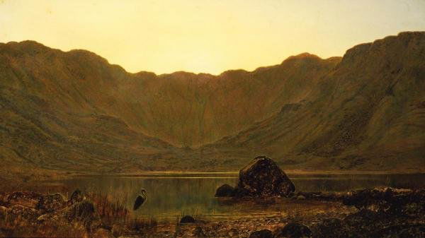 JOHN ATKINSON GRIMSHAW "MOUNTAIN SOLITUDE": JOHN ATKINSON GRIMSHAW"MOUNTAIN SOLITUDE"30 x 16 7/8 in. Printed on CANVAS This Giclée is high-resolution and of the highest quality, has a color permanence rating in excess of 100 years. Printed on