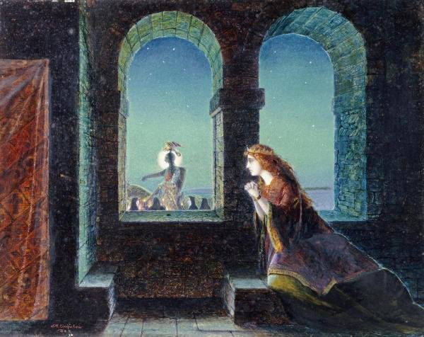 JOHN ATKINSON GRIMSHAW "GUINEVERE": JOHN ATKINSON GRIMSHAW"GUINEVERE"30 x 23 3/4 in. Printed on CANVAS This Giclée is high-resolution and of the highest quality, has a color permanence rating in excess of 100 years. Printed on Canvas,