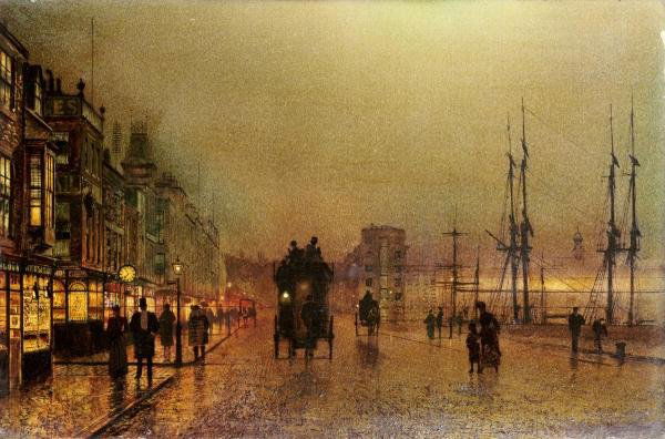 JOHN ATKINSON GRIMSHAW "GLASGOW": JOHN ATKINSON GRIMSHAW"GLASGOW"30 x 19 7/8 in. Printed on CANVAS This Giclée is high-resolution and of the highest quality, has a color permanence rating in excess of 100 years. Printed on Canvas, th