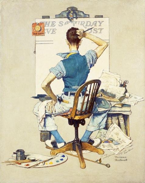 ROCKWELL "BLANK CANVAS" ON CANVAS: This Is A NORMAN ROCKWELL Giclee on Canvas Titled "BLANK CANVAS" Measuring - 23 7/8 x 30 in.This Giclée on Canvas is high-resolution and of the highest quality, has a color permanence rating in exces
