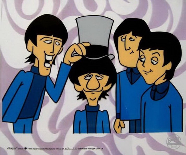 THE BEATLES RINGO TOP HAT ANIMATION CARTOON SERIC: Rare, Sold Out, Limited Edition Sericel Title "Ringo Top Hat". This Cel Measures 14" X 10.5" And Bears The Official Dennilu Stamped Seal In The Bottom Right Corner. This Cel Includes Certificate Of Au