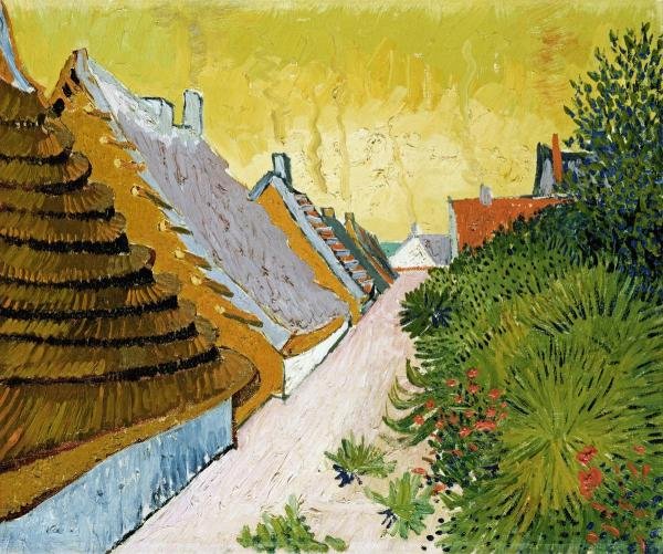 VINCENT VAN GOGH "FARMHOUSES AT SAINTESMARIES": Vincent Van Gogh"Farmhouses At Saintes-Maries"30 X 25 1/8 In. This Giclée Is High-Resolution And Of The Highest Quality, Has A Color Permanence Rating In Excess Of 100 Years. Printed On Canvas, This 