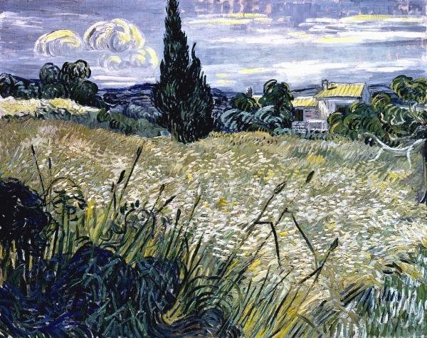 VINCENT VAN GOGH "LANDSCAPE WITH GREEN CORN": Vincent Van Gogh"Landscape With Green Corn"30 X 23 3/4 In. This Giclée Is High-Resolution And Of The Highest Quality, Has A Color Permanence Rating In Excess Of 100 Years. Printed On Canvas, This Bea