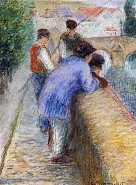 CAMILLE PISSARRO "FISHERMEN": Camille Pissarro"Fishermen"22 1/8 X 30 In. This Giclée Is High-Resolution And Of The Highest Quality, Has A Color Permanence Rating In Excess Of 100 Years. Printed On Canvas, This Beautiful Piece Of 