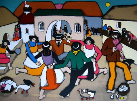 ELKE SOMMER FARMERS DANCING LIMITED ED. HAND SIGN: Limited Edition Original Hand Signed Serigraph By Actress Elke Sommer Titled "Farmers Dancing". Hand Signed By The Artist Herself. Numbered From An Edition Size Of 325. This Piece Contains More Than 1