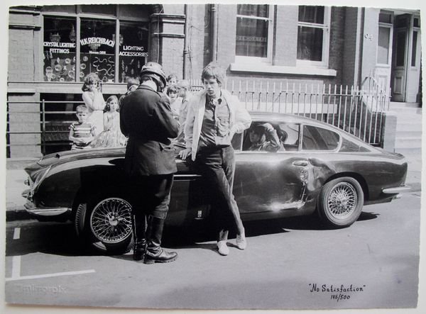 MICK JAGGER NO SATISFACTION MIRRORPIX LIMITED ED.: This Is A Limited Edition Rolling Stones Mick Jagger Giclee Photograph Titled "No Satisfaction". In August Of 1966 Mick Jagger Has A Car Crash In His Midnight Blue Stan Martin Db6 Ops. Jaggers Girlfri