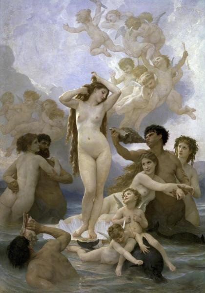 WILLIAM ADOLPHE BOUGUEREAU "THE BIRTH OF VENUS": William Adolphe Bouguereau"The Birth Of Venus"21 X 30 In. This Giclée Is High-Resolution And Of The Highest Quality, Has A Color Permanence Rating In Excess Of 100 Years. Printed On Canvas, This Beau