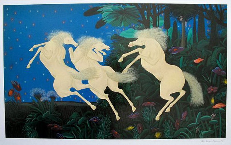 JOSE CARLOS RAMOS TRIO OF HORSES HAND SIGNED LIMI: Hand Signed Serigraph By Jose Carlos Ramos Titled "Trio Of Horses". This Is Such A Beautiful Piece. Paper Measures 27.5" X 43". Image Measures 23.5" X 39". Year: 1992. Unframed. Hand Signed By The Art
