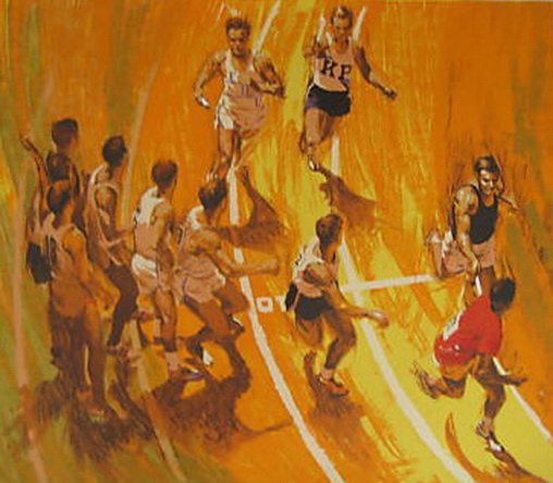 HARRY SCHAARE MARATHON RUNNERS HAND SIGNED LITHOG: This Is A Hand Signed Lithograph By Harry Schaare Titled "Marathon Runners" (1979). Paper Measures 31.5"H X 34"W. Image Measures 27"H X 30.5"W. Numbered From A Limited Edition Of 250. Hand Signed By T