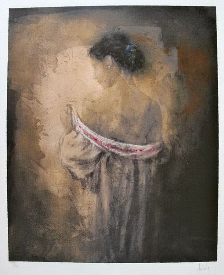 DOMENECH SHYNESS HAND SIGNED LIMITED ED.: This Is A Limited Edition Hand Signed Giclee By Domenech Titled "Shyness". Medium: Giclee On Hahnemuhle Paper Signed And Numbered By The Artist. Edition Size: 195. Paper Size: 30" X 25". Image Size: 2