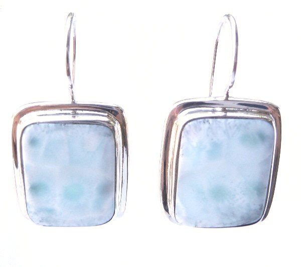 RECTANGULAR LARIMAR DROP EARRINGS