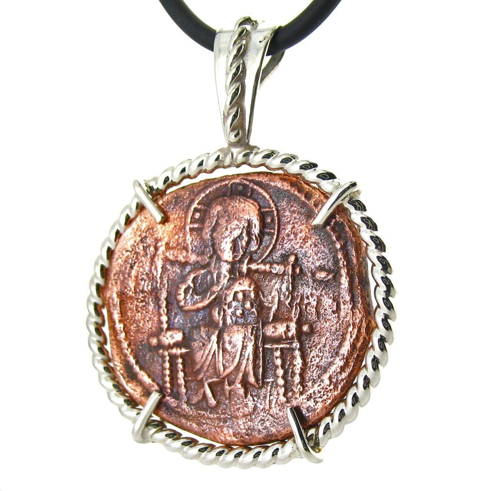 CHRIST IMAGE ON 1,000 YEAR OLD COIN: Christ Image On 1,000 Year Old Coin - This Ancient Coin Pendant Features A Bronze "Follis", The Common Coin Used By The General Population In The Byzantine Empire For Their Daily Purchases. Minted Fro