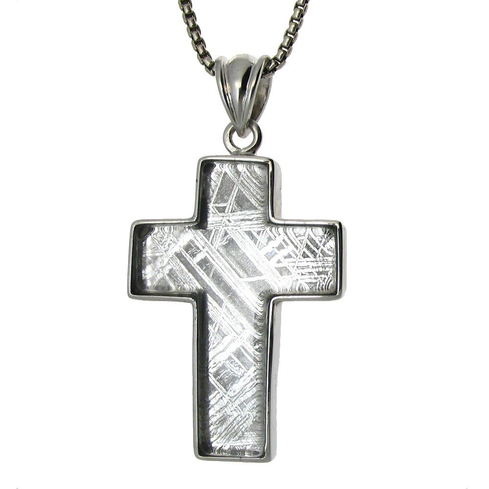 GIBEON METEORITE CROSS: Designer Responded To A Request For A Meteorite Cross With This Unique Design. Measuring 2" Tall X 1" Wide, This Is A Great Cross For Either A Man Or Woman. First Discovered In Namibia, Africa In 1836