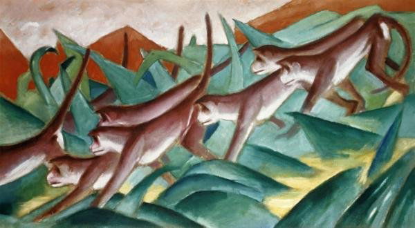 FRANZ MARC "THE MONKEY FRIEZE": Franz Marc"The Monkey Frieze"16 X 8 7/8 In. This Giclée Is High-Resolution And Of The Highest Quality, Has A Color Permanence Rating In Excess Of 100 Years. Printed On Canvas, This Beautiful Piece Of