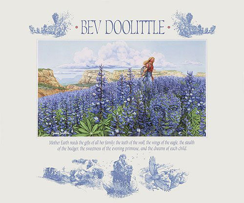 BEV DOOLITTLE - BLUE MESA: Bev Doolittle - Blue Mesa - Poster Image Size: 16 1/2"W X 9 13/32"H. - Published From The Artist'S Original Work - The Cover Art For "The Earth Is My Mother" Is Simply Too Pretty To Be Only On Bookshe