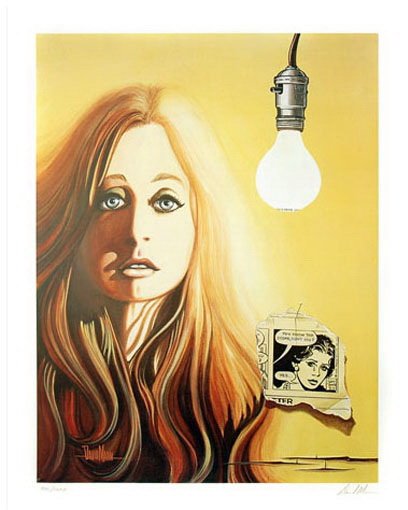 DAVID MANN GIRL WITH LIGHT BULB LIMITED ED. HAND: This Is A Lithograph Hand Signed By David Mann Titled "Girl With Light Bulb". Made On Archival Quality Paper. This Piece Was Hand Signed By David Mann Himself. Pencil Numbered From A Limited Edition O