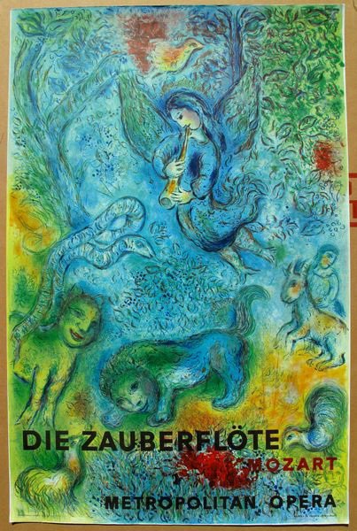 MARC CHAGALL THE MAGIC FLUTE 1966 MOURLOT: This Is A Lithograph By Marc Chagall, Titled "The Magic Flute (Die Zauberflote)". Original Lithograph Of The Magic Flute Created By Marc Chagall For The Metropolitan Opera In New York In 1966. It Is R