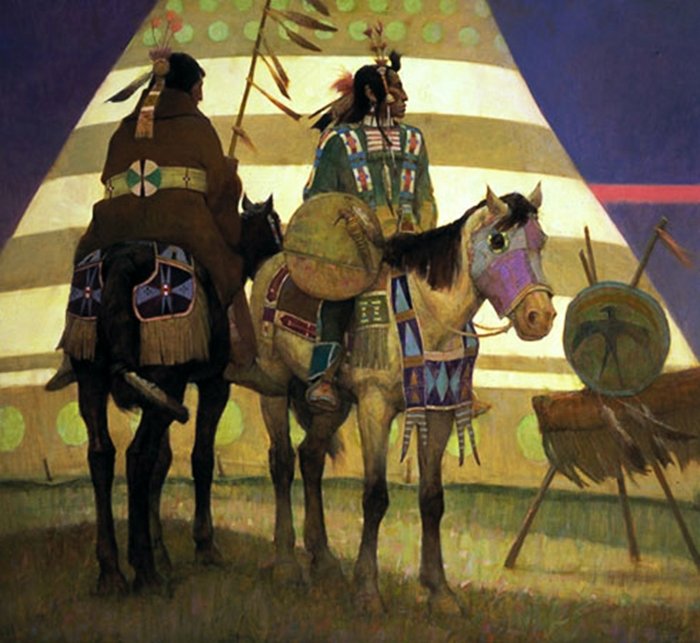 KENNETH RILEY - CROW FAIR: Kenneth Riley - Crow Fair - Limited Edition Print Image Size: 22"W X 20"H. Edition Size:550 - Published From The Artist'S Original Work - Each Year Crow Indians Gather Near The Historic Little Big Hor