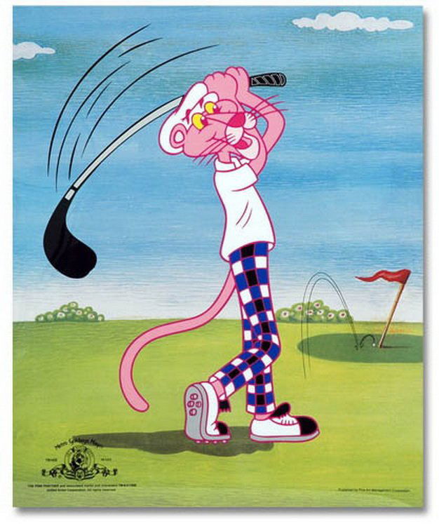PINK PANTHER PLAYING GOLF CEL MGM STAMPED SERICEL: Awaken Your Inner Child With This Amazing Sericel That Depicts The Hilarious Pink Panther On The Golf Course! This Is The Real Deal, And A Fabulous Gem Of Modern American Pop Art. A Great Addition For