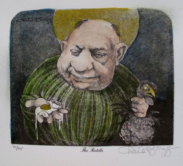 CHARLES BRAGG THE RIDDLE HAND SIGNED COLOR: This Is A Charles Bragg Limited Edition Hand Water Colored Lithograph Titled "The Riddle". Medium: Lithograph On Arches. Pencil Hand Signed And Numbered By Charles Bragg Himself. Edition Size: 95. Pap