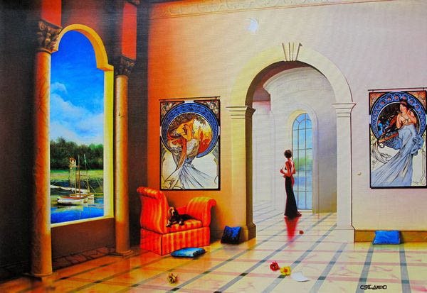 ORLANDO LADY IN RED LIMITED ED. HAND SIGNED ON C: This Is A Hand Signed Giclee On Canvas By Orlando Raphael Quevedo Titled "Lady In Red". This Piece Is Hand Signed By The Artist. This Piece Is Numbered From An Edition Of 99. Canvas Image Measures: 21