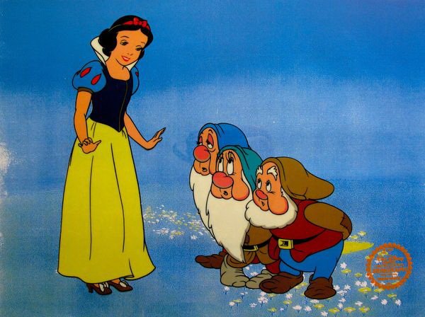 DISNEY SNOW WHITE 1937 ORIGINAL CEL: This Is A Genuine Original Limited Edition Serigraph Cel From The 1937 Walt Disney Studios Animated Movie - "Snow White And The Seven Dwarfs". This Cel Was Taken From A Scene Out Of The Ending Of The
