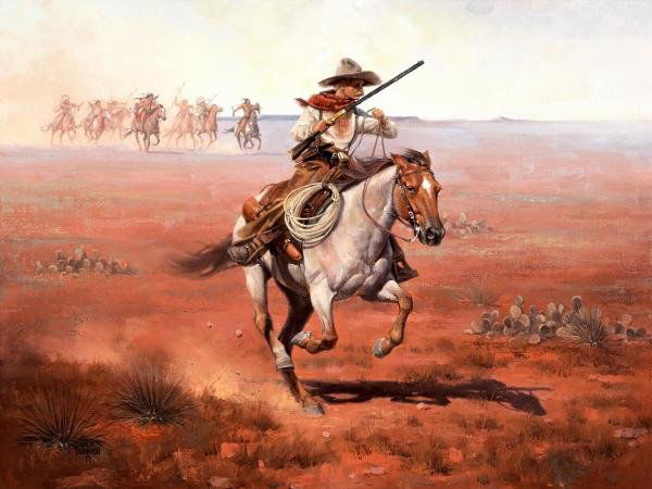 JACK SORENSON - NO COUNTRY FOR SLOW HORSES: Jack Sorenson - No Country For Slow Horses - Giclée On Canvas - 48 X 36 In.