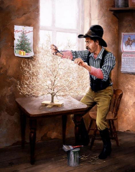 JACK SORENSON - A TUMBLEWEED CHRISTMAS: Jack Sorenson - A Tumbleweed Christmas - Giclée On Canvas - 22 X 28 In.
