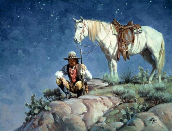 JACK SORENSON - SCOUTIN' THE CANYON BELOW: Jack Sorenson - Scoutin' The Canyon Below - Giclée On Canvas - 48 X 36 In.