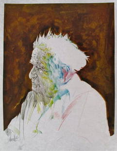 RAYMOND MORETTI BEN GURION HAND SIGNED LIMITED ED.: This Is A Hand Signed Original Lithograph By Raymond Moretti Titled "Ben Gurion". This Piece Is Hand Signed By The Artist. This Piece Is Numbered 43/250. Published By Georges & Armand Israel Editeur