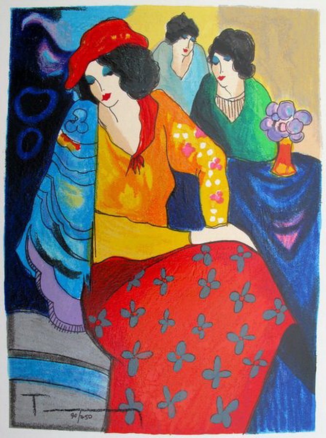 ITZCHAK TARKAY BLUE MOOD HAND SIGNED LIMITED ED.: Limited Edition Hand Signed Serigraph By Itzchak Tarkay Titled "Blue Mood". Medium: Serigraph On White Coventry Paper. Hand Signed And Numbered By The Artist. This Subject Is Numbered From An Edition 