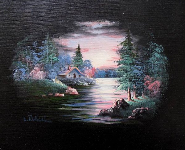SERENITY AT HOME ON THE LAKE SIGNED ORIGINAL OIL : Hand Signed Original Painting By Lisa Russell Titled "Serenity At Home On The Lake". Beautiful Original Oil Painting On Canvas. Rich Vibrant Colors! Canvas Image Measures: 8.5" X 10". Comes Unframed, 