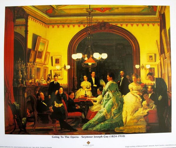 SEYMOUR JOSEPH GUY "GOING TO THE OPERA" BILTMORE: Reproduction Of An Original Painting That Hangs In The Biltmore Estate In Asheville, North Carolina Titled "Going To The Opera" By Seymour Joseph Guy (1824—1910). Measures 9.5" X 12". Printed On Qua